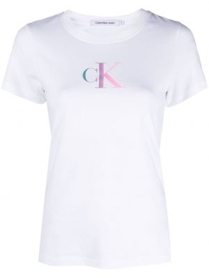 T-shirt con stampa Calvin Klein Jeans bianco
