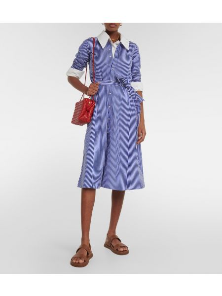 Хлопковое платье-рубашка в полоску Polo Ralph Lauren синее