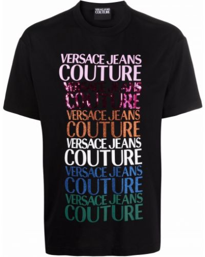 Camiseta con lentejuelas Versace Jeans Couture negro