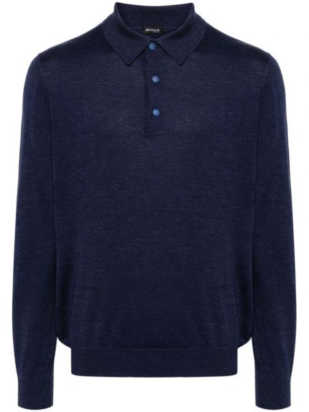Polo en tricot Kiton bleu