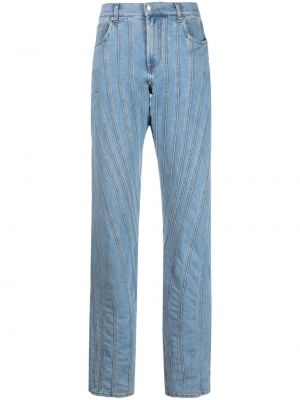 Straight fit džíny s nízkým pasem s knoflíky na zip Mugler - modrá