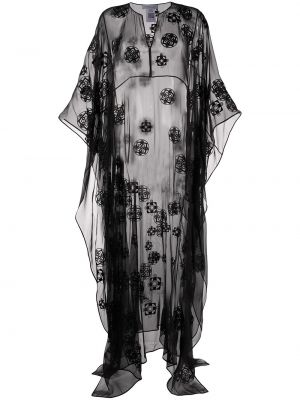 Прозрачна копринена вечерна рокля бродирана Gabriela Hearst черно