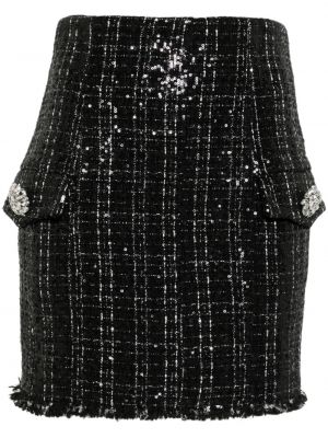 Tvídové mini sukně Balmain černé