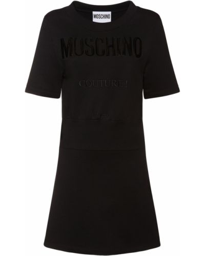 Bavlněné mini šaty jersey Moschino černé