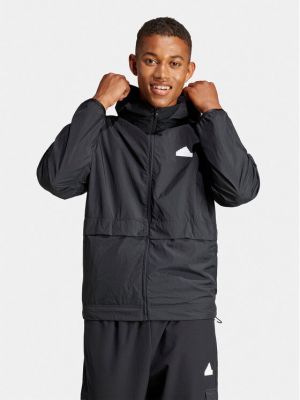 Черная демисезонная куртка свободного кроя Adidas