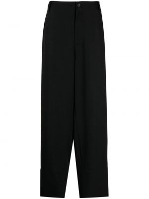 Vlněné kalhoty relaxed fit Yohji Yamamoto černé