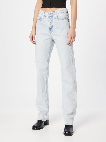 Ravne kavbojke Calvin Klein Jeans bela