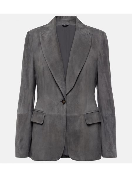 Süet blazer Brunello Cucinelli gri