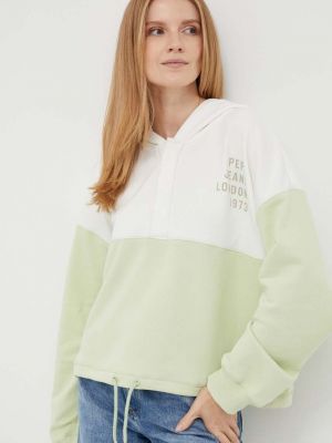 Pamučna hoodie s kapuljačom s printom Pepe Jeans zelena