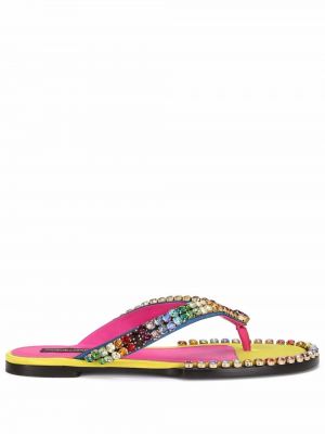 Krystaller lær flip-flops Dolce & Gabbana blå