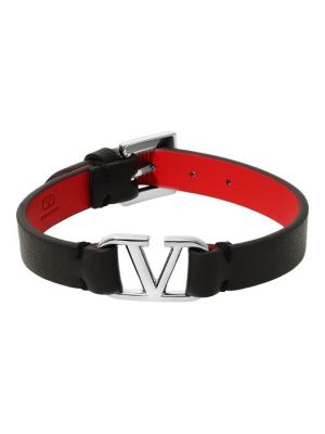 Кожаный браслет Valentino черный