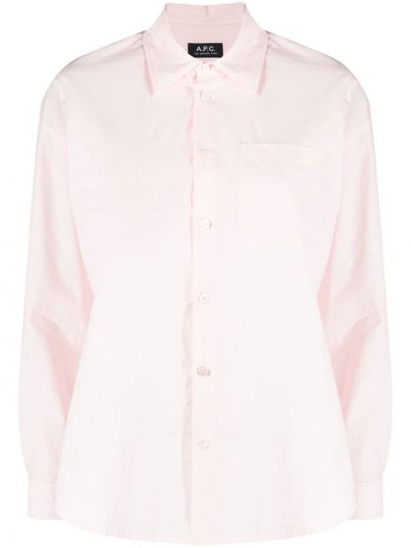 Kokvilnas krekls ar pogām A.p.c. rozā