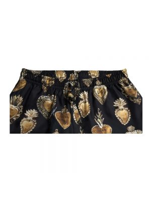 Pantalones de chándal de seda con estampado con corazón Dolce & Gabbana negro