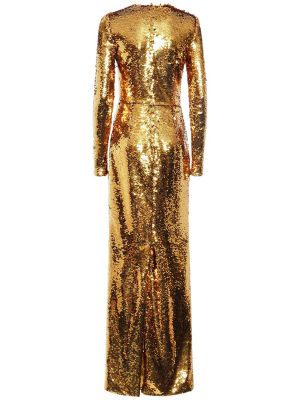 Μακρυμάνικη μάξι φόρεμα Dolce & Gabbana χρυσό