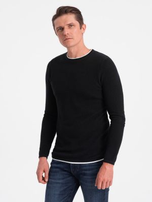 Памучен пуловер Ombre черно