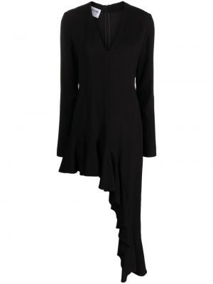 Sukienka długa z falbankami Moschino Jeans czarna