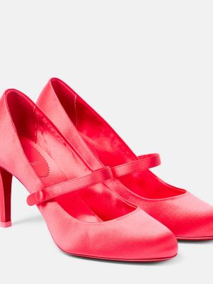 Сатенени полуотворени обувки Christian Louboutin червено