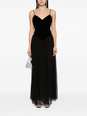 Jedwabna sukienka wieczorowa z dekoltem w serek Chloe czarna