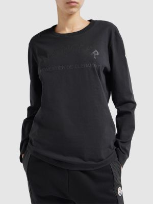 Džerzej bavlnené tričko s dlhými rukávmi Moncler čierna