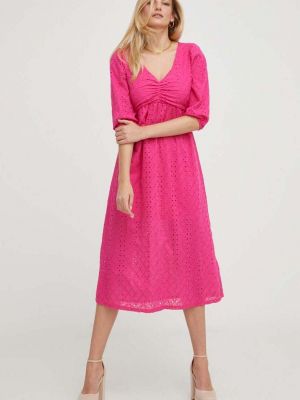 Midi šaty Answear Lab růžové