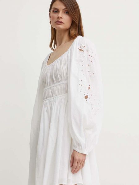 Pamučna mini haljina Pinko bijela