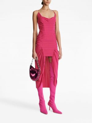 Plisované midi šaty Dion Lee růžové