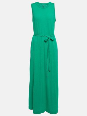 Bavlněné sametové dlouhé šaty Velvet zelené