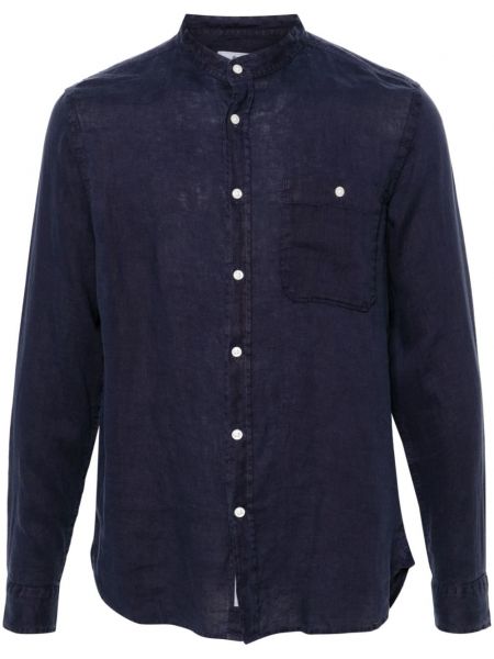 Λινό πουκάμισο Woolrich μπλε