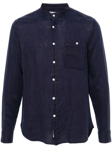 Chemise en lin avec manches longues Woolrich bleu