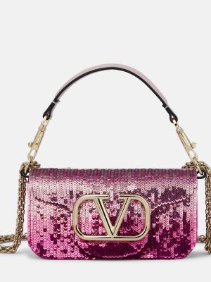 Копринени сатенени чанта за ръка Valentino Garavani розово