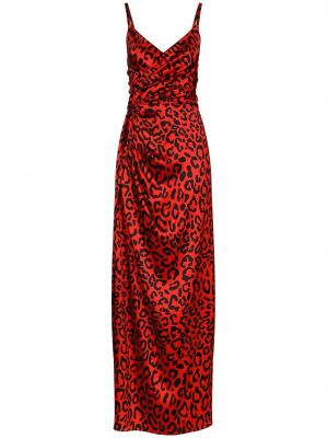 Dlouhé šaty s potlačou s leopardím vzorom Dolce & Gabbana