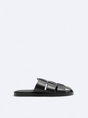 Кожаные сандалии Zara черные