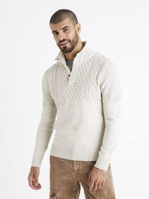 Плетен пуловер Celio сиво