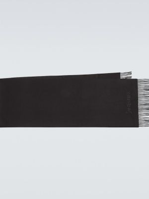 Bufanda con flecos de cachemir con estampado de cachemira Saint Laurent negro