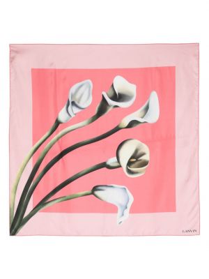 Копринен шал на цветя с принт Lanvin розово