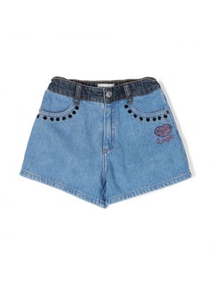 Shorts di jeans con borchie Sonia Rykiel Enfant blu