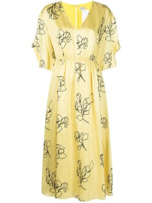 Květinové viskózové mini šaty s výstřihem do v Jason Wu - žlutá