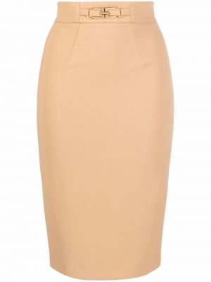 Falda de tubo ajustada con cremallera Elisabetta Franchi marrón