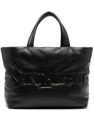 Kožna shopper torbica Saint Laurent crna