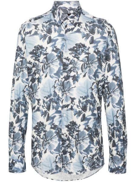Kvetinová bavlnená košeľa s potlačou Karl Lagerfeld
