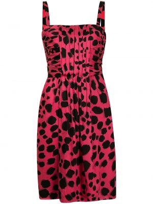 Hedvábné leopardí šaty na zip s potiskem Moschino Pre-owned - černá