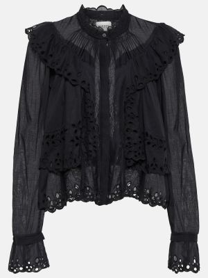 Памучна блуза бродирана Marant Etoile черно