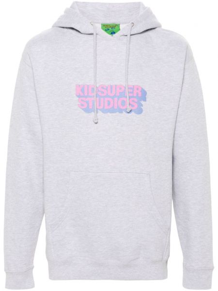 Raštuotas džemperis su gobtuvu Kidsuper pilka