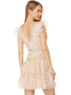 Платье с вышивкой с рюшами Bcbgmaxazria розовое