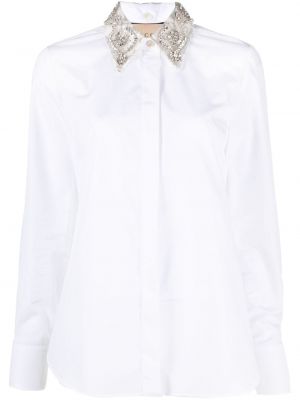 Koszula bawełniana z kryształkami Gucci biała