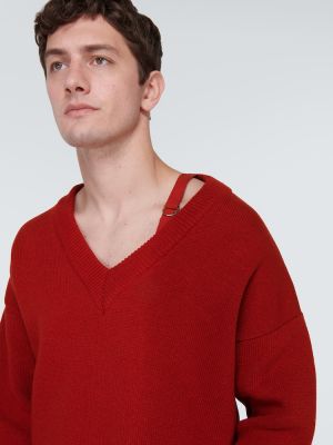 Sweter asymetryczny Jacquemus czerwony