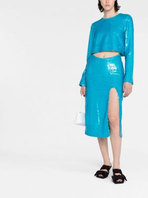 Midi sukně s flitry Ganni modré