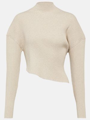 Sweter bawełniany z dżerseju The Row beżowy