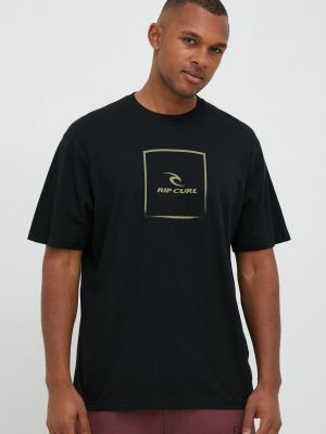 Rip Curl pamut póló Corp Icon Tee fekete, nyomott mintás