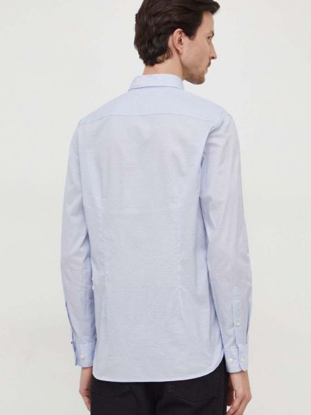 Péřová slim fit košile s knoflíky Tommy Hilfiger modrá
